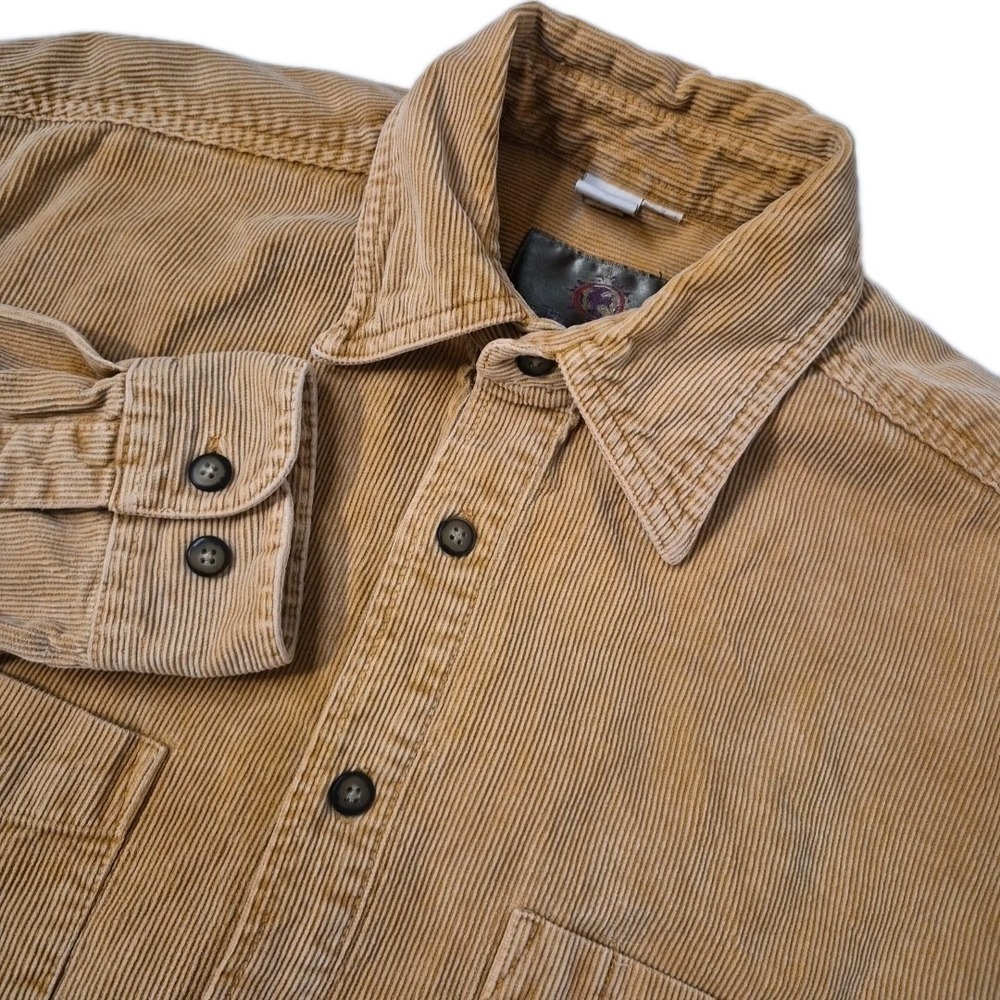 VTG‎ The Territory Ahead Corduroy Shirt Mens Small Tan Pockets Heavy Workshirt